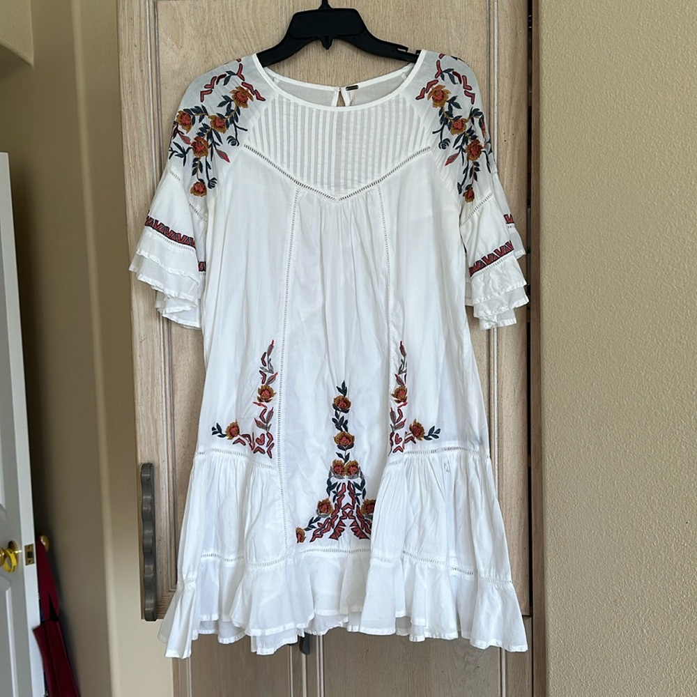 Free People White Dress with Embroidery